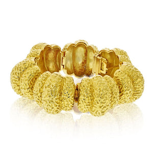 Hammerman Brothers 18K Yellow Gold Textured Link Panels Bracelet