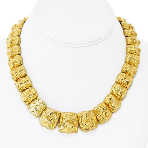 David Webb 18K Yellow Gold Nugget Style Graduated Panel Necklace