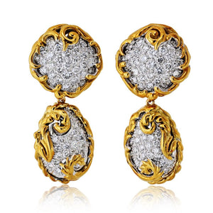 18K Yellow Gold Day To Night Dangling And Huggie 10.00cttw Diamond Earrings