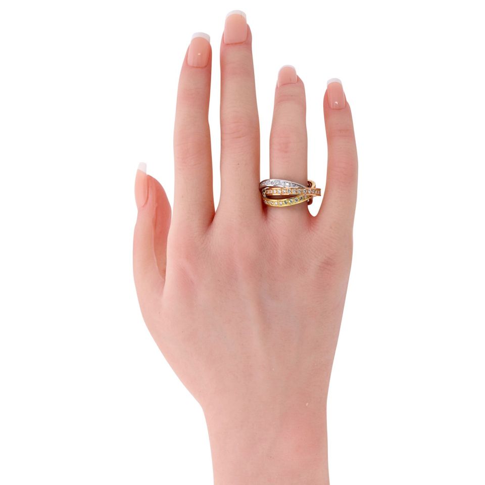 Cartier Trinity 18K Tri Color Tri Color Diamond Ring – The Back Vault