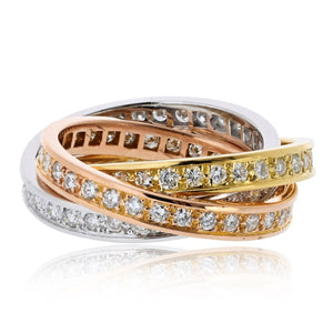 Cartier Trinity 18K Tri Color Tri Color Diamond Ring