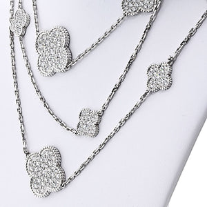 Van Cleef & Arpels Alhambra 18K White Gold Diamond Magic Alhambra 16 Motifs Necklace