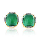 David Webb Platinum & 18K Yellow Gold Green Chrysoprase Diamond Earrings