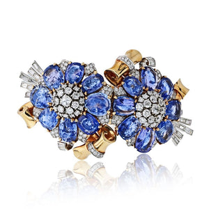 Mauboussin 18K Yellow Gold Trabert and Hoeffer Mauboussin Sapphire And Diamond Retro Bracelet Bracelet