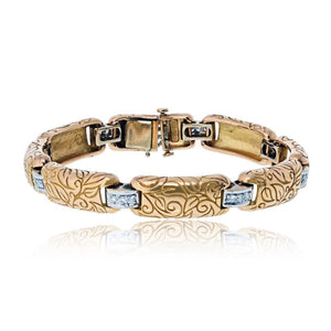 18K Two Tone 0.75cttw Vintage Two Tone Bracelet