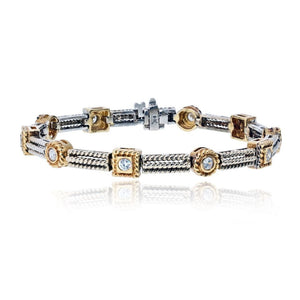 14K Two Tone Two Tone 1.06cttw Round Diamond Bracelet