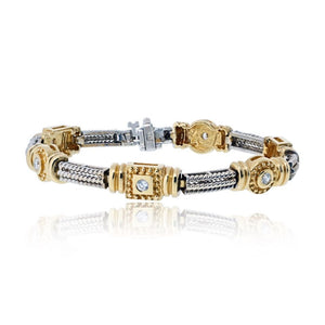 14K Yellow Gold Two Tone Diamond 0.30cttw Bracelet
