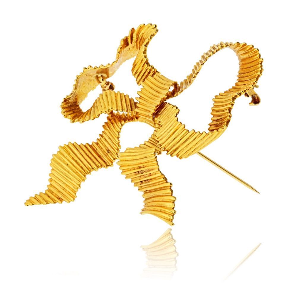 Tiffany & Co. 18K Yellow Gold Bow Ribbon Brooch