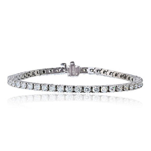 14K White Gold Classic 4 Prong Natural Diamond 5.01cttw Tennis Bracelet