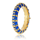 Tiffany & Co. Schlumberger 18K Yellow Gold Vintage Croisillon Blue Enamel Bracelet