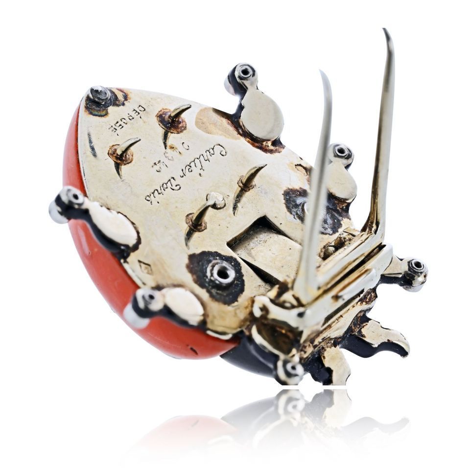 Cartier 18K White Gold Ladybug 1930's Art Deco Brooch
