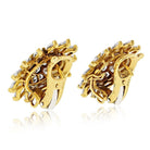 Cartier 18K Yellow Gold Starburst Cluster Vintage Retro Diamond Earrings