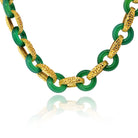 Tiffany & Co. 18K Yellow Gold Chrysoprase Round And Gold Link 26 Inch Necklace