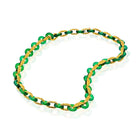 Tiffany & Co. 18K Yellow Gold Chrysoprase Round And Gold Link 26 Inch Necklace