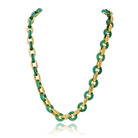 Tiffany & Co. 18K Yellow Gold Chrysoprase Round And Gold Link 26 Inch Necklace