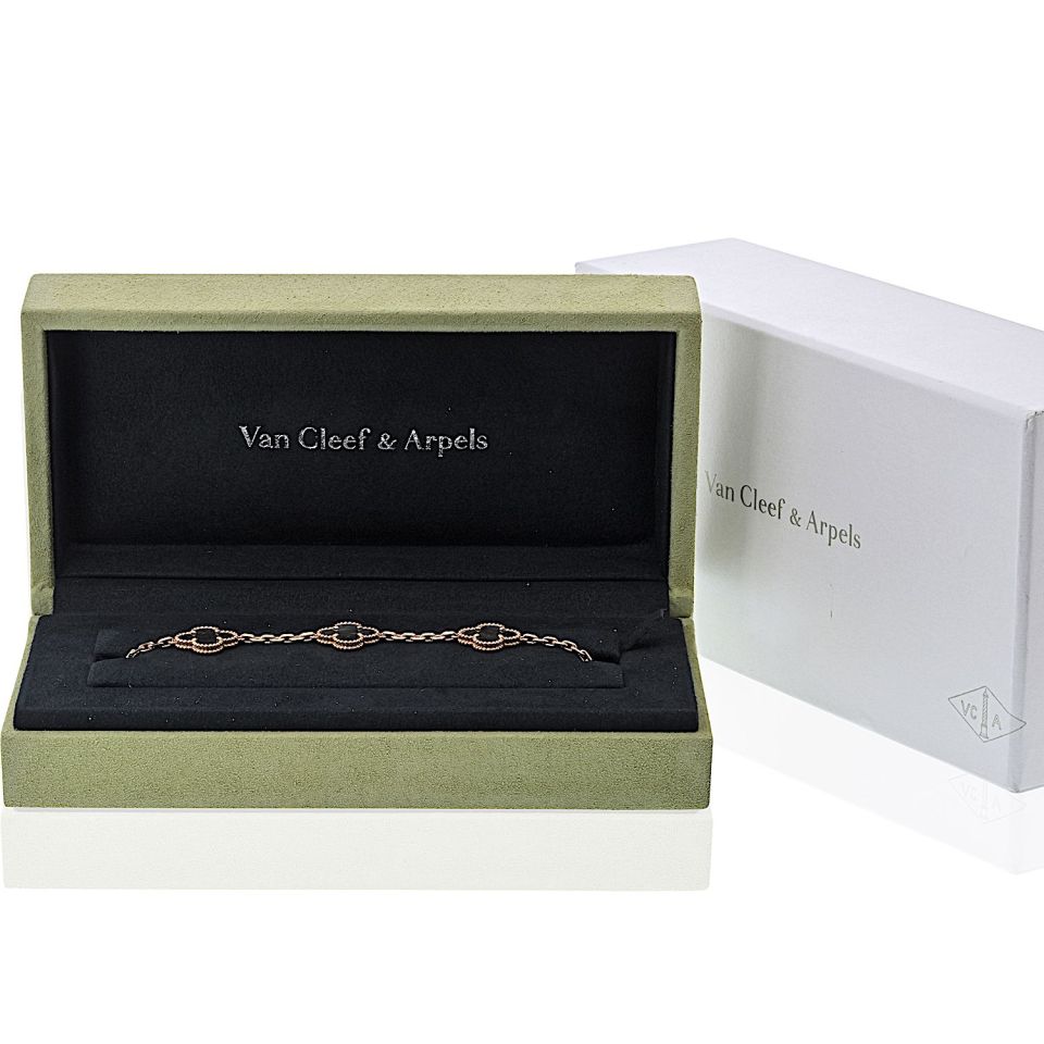 Van Cleef & Arpels Alhambra 18K Rose Gold Five Motif Obsidian