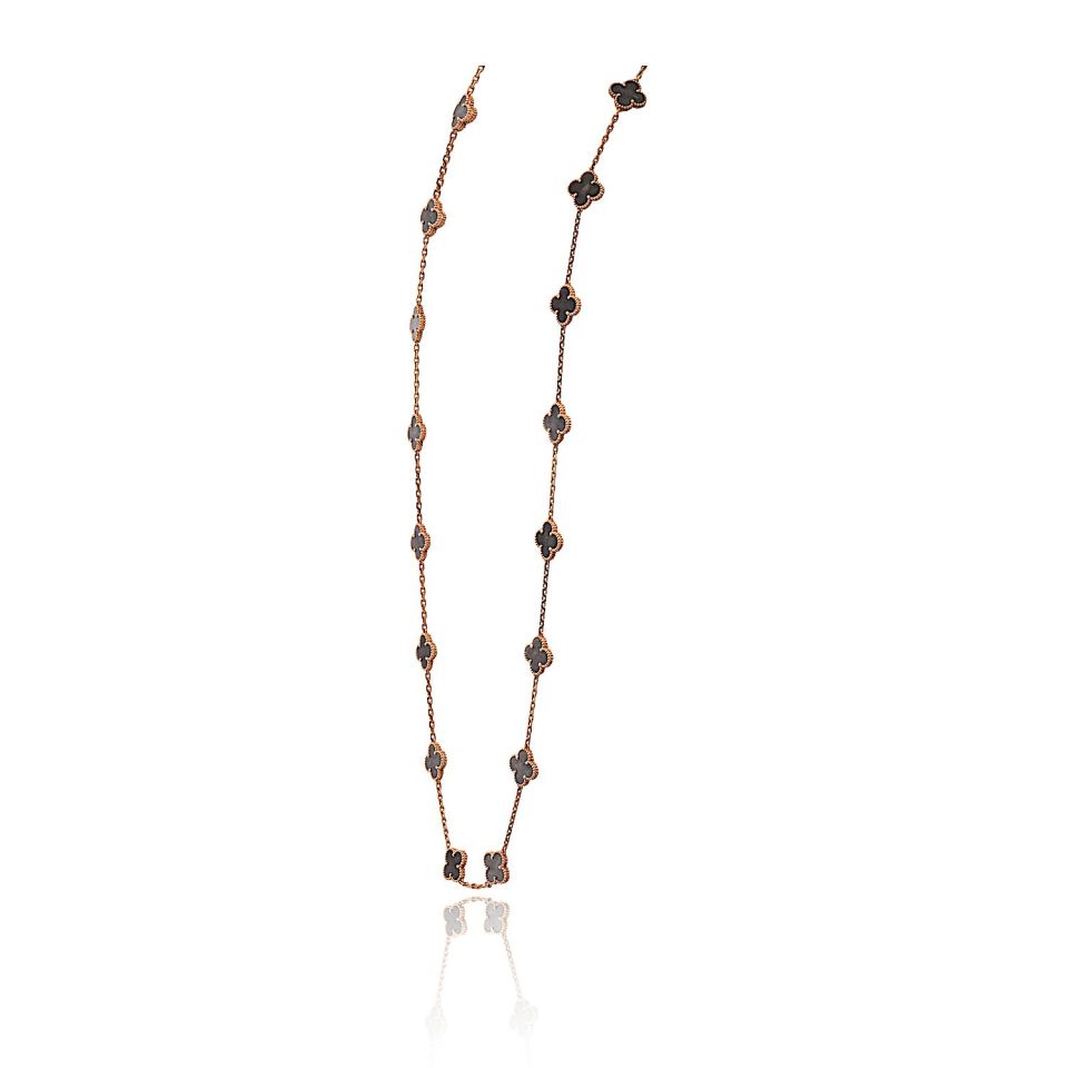 Van Cleef & Arpels Alhambra 18K Rose Gold 20 Motif Obsidian