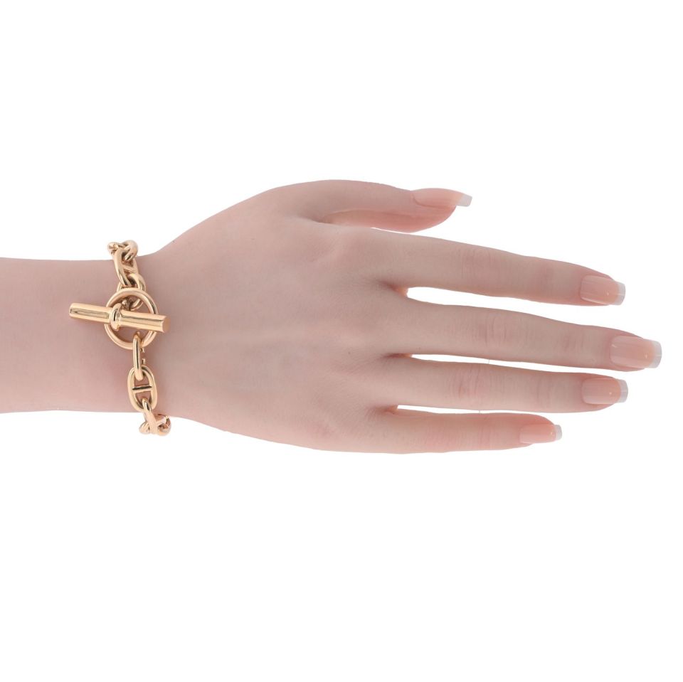 Hermes 18K Rose Gold 16 Link Medium Model Toggle Bracelet – The