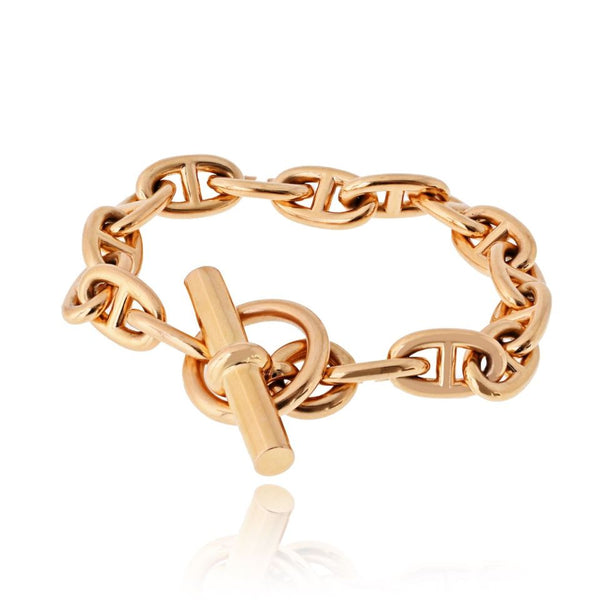 Hermes 18K Rose Gold 16 Link Medium Model Toggle Bracelet – The