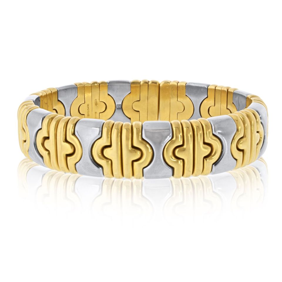 Bvlgari Parentesi 18K Yellow Gold Hematite Bangle Bracelet – The
