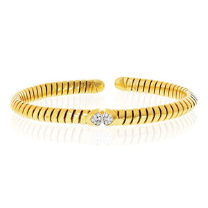 Marina B. 18K Yellow Gold 0.20cttw Diamond Heart Bangle Bracelet