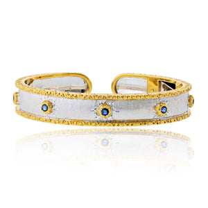 Buccellati 18K Two Tone Capri Macri 7 Sapphire Bangle Bracelet