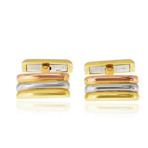 Cartier 18K Tri Color Ribbed Rectangular Cuff Links