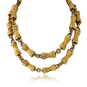 Tiffany & Co. 18K Yellow Gold Circa 1970's 30 Inch Bamboo Finish Necklace