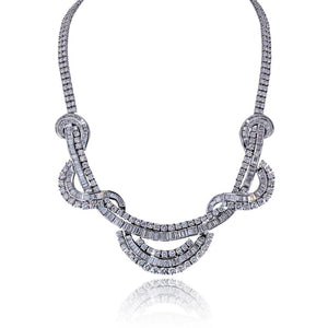 Platinum 45.00 Round And Baguette Cut Diamond Necklace