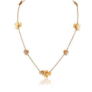 Van Cleef & Arpels Frivole 18K Yellow Gold 9 Flowers Diamond Motifs Necklace