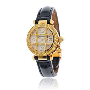 Cartier Pasha 18K Yellow Gold 32mm Original Fancy Yellow Diamond Grill Watch