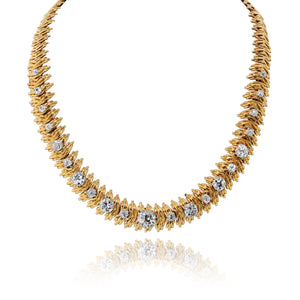 Boucheron 18K Yellow Gold Old European Cut 13.00cttw Diamond Necklace