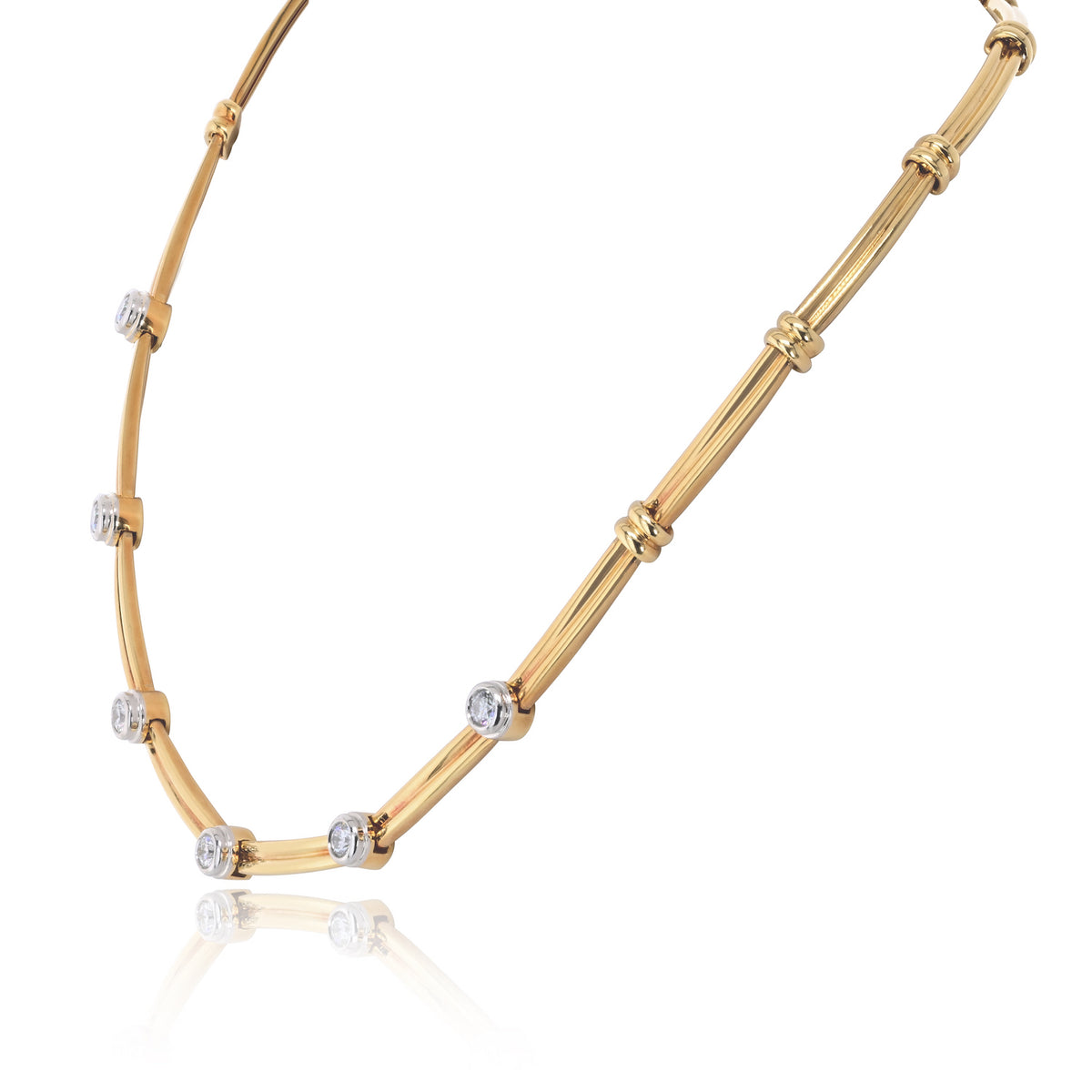 Tiffany & Co. Platinum & 18K Yellow Gold 1.00cttw Diamond Bezel Set Necklace