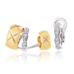 Chanel Coco Crush 18K Two Tone Diamond Mini Hoop Earrings