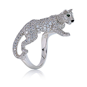 Cartier 18K White Gold Walking Diamond Panthere Ring