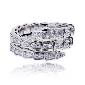 Bvlgari Viper 18K White Gold Diamond 1.32cttw L Size Ring