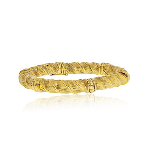 David Webb 18K Yellow Gold Textured Twist Bangle Bracelet