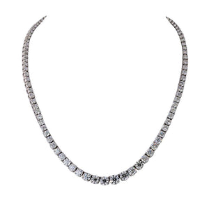 14K White Gold Graduating Round Diamond 17.50cttw Necklace
