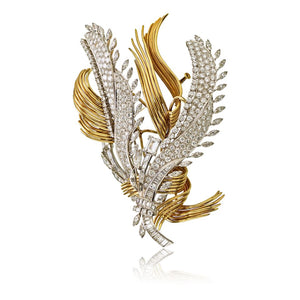 David Webb Platinum & 18K Yellow Gold 20.00 Carats Diamond Double Clip Convertable Brooch