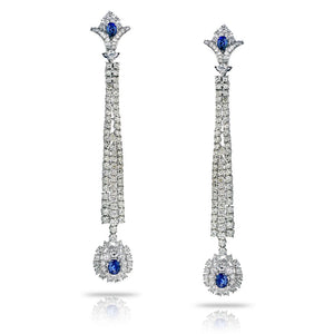 Jahan 18K White Gold Diamond And Sapphire Long Dangle Earrings