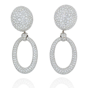 David Webb Bombe Platinum 56.84 carats Hanging Door Knocker Earrings