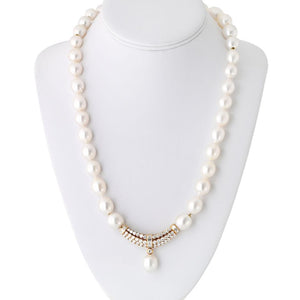 Pearl 18K Yellow Gold Mabe Pearl And Diamond Necklace