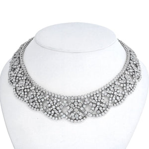 18K White Gold Diamond Collar approx 53.00cttw Necklace