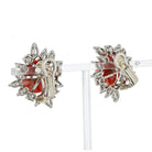 Circa 1960's Platinum 8.00 Carat Diamond And Coral Earrings