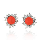 Circa 1960's Platinum 8.00 Carat Diamond And Coral Earrings