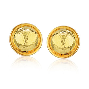 David Webb 18K Yellow Gold Hammered Finish Round Dome 29mm Clip-On Earrings