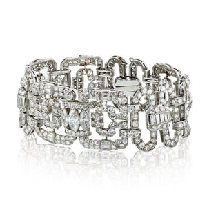 Art Deco Platinum Diamond Link 1930's Bracelet