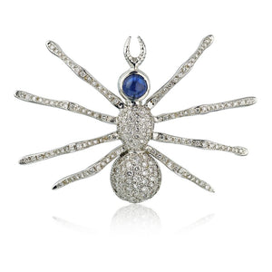 18K White Gold Diamond Spider Brooch