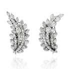 Art Deco Platinum Diamond 10.00cttw Leaf Earrings