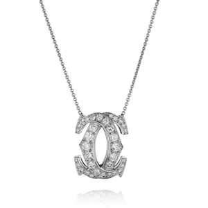 Cartier Double C 18K White Gold Diamond Pendant